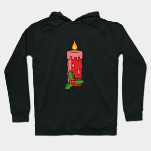 Christmas Red Pillar Candle with Holly Hoodie